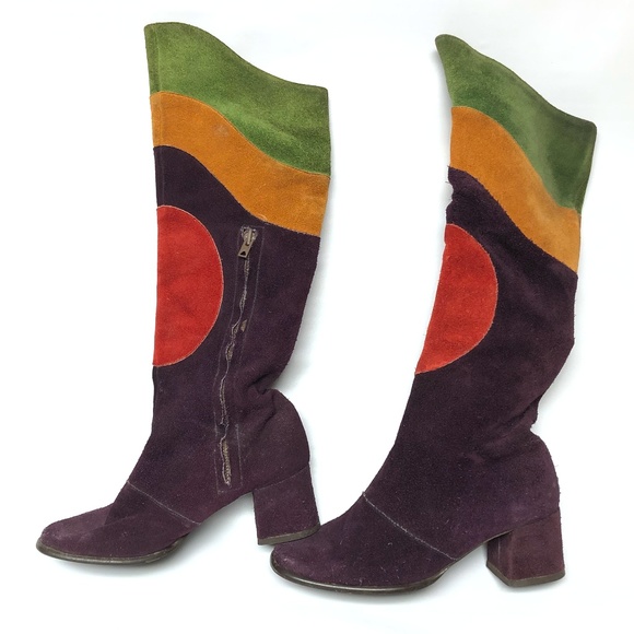 Vintage Shoes - VTG 60s Capezio Cats Paw Italian Suede Knee Highs